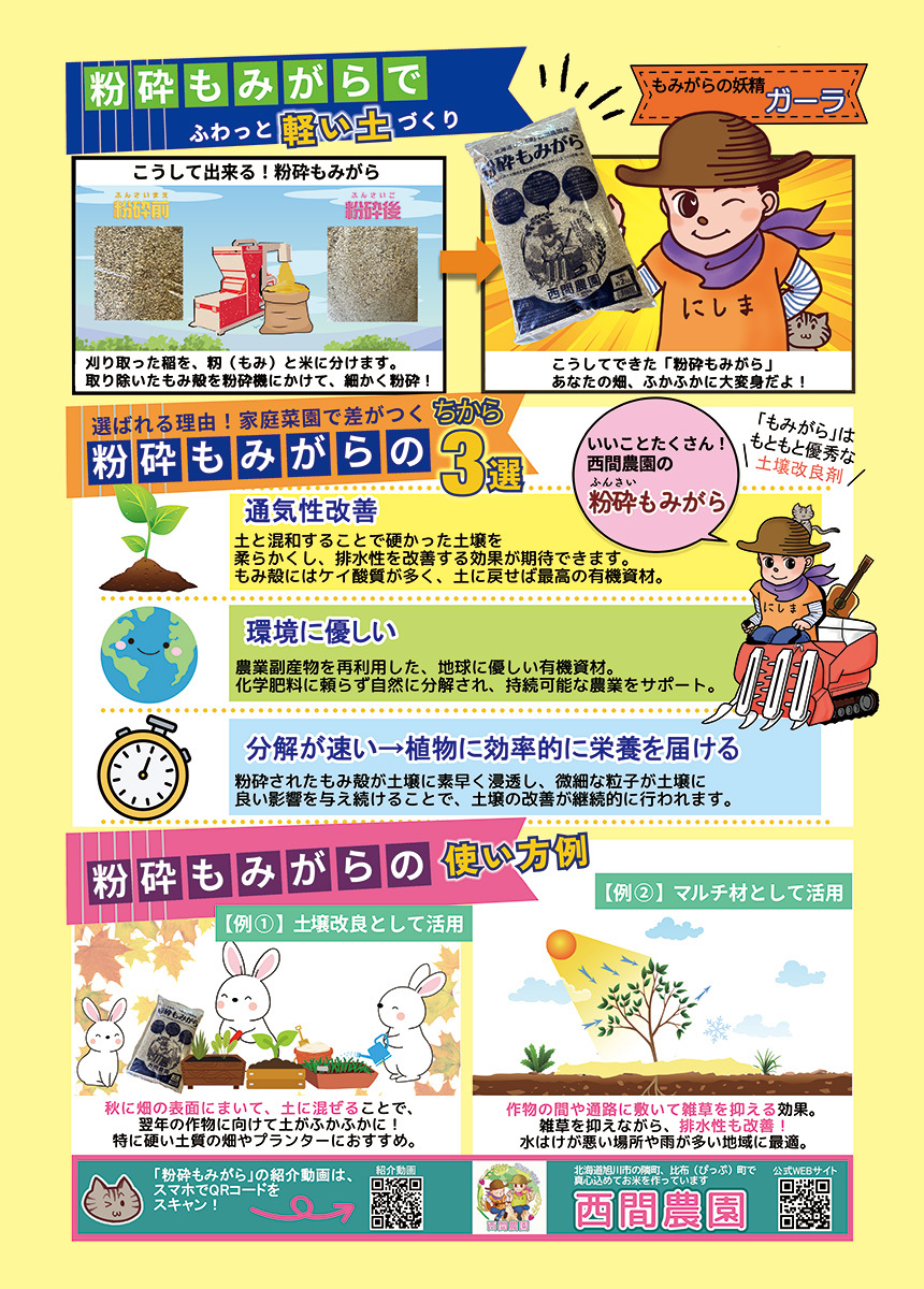 西間農園　粉砕もみがら　２㎏