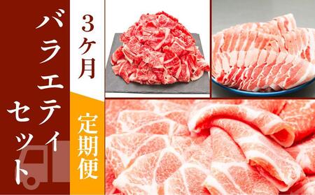 お肉の定期便 バラエティセット (3ヵ月) 総計約9kg 国産 牛肉 切り落とし 豚肉 バラ 肩ロース 【(有)山重食肉】 [ATAP076]