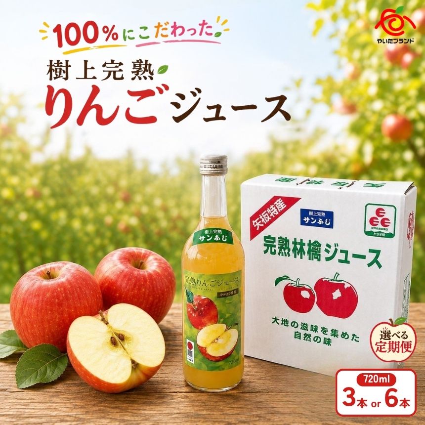 【ふるさと納税】【選べる定期便】【選べる本数】矢板市産 サンふじ 100％ 樹上完熟りんごジュース ｜林檎 リンゴ アップルジュース 果汁100% 産地直送 栃木県 矢板市