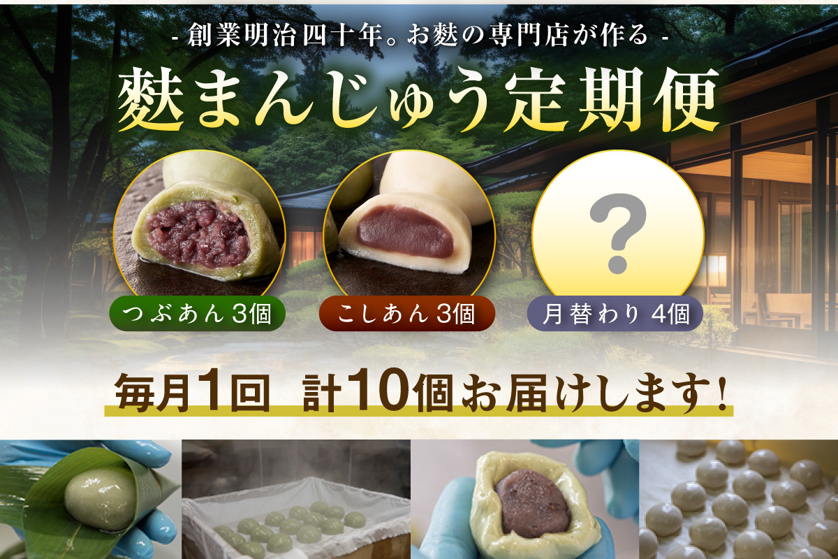 麩まんじゅう定期便（5か月間）こしあん・つぶあん・月替りセット_36-127-1
