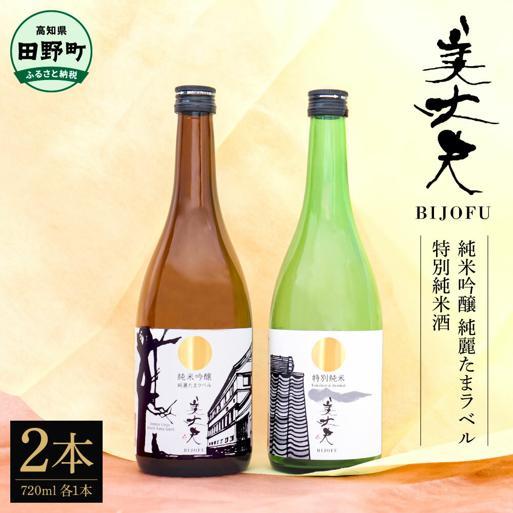 【ふるさと納税】美丈夫 純米吟醸 純麗たまラベル＆特別純米酒 720ml ×2本 ふるさと納税 日本酒 720ml セット 贈答用 日本酒 一升瓶 お酒 酒 おさけ 0.72リットル 度数 15度 おいしい 地酒 男性 父 誕生日 お祝い ギフト 高知県 高知 15000円 一升 アルコール プレゼント