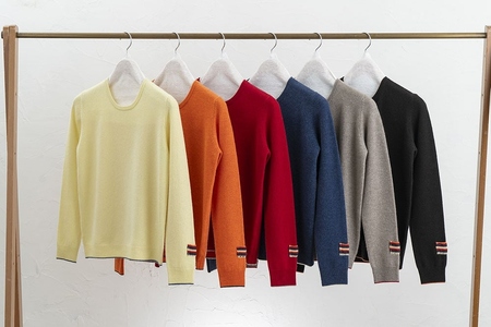 カシミヤ ラウンドネックプルオーバー カシミヤ カシミヤ (L.イエロー )男性用サイズ:L(44)≪白田のカシミヤ≫ 