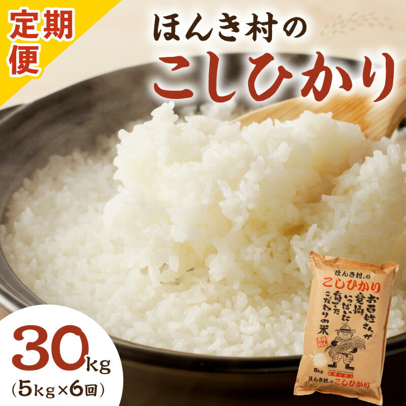 【ふるさと納税】【令和7年産】【新米先行予約】ほんき村のこしひかり 30kg（5kg×6回コース）【定期便】 お取り寄せ 特産 お米 新米 精米 白米 ごはん ご飯 コメ 新生活 応援 準備 【197_1953】
