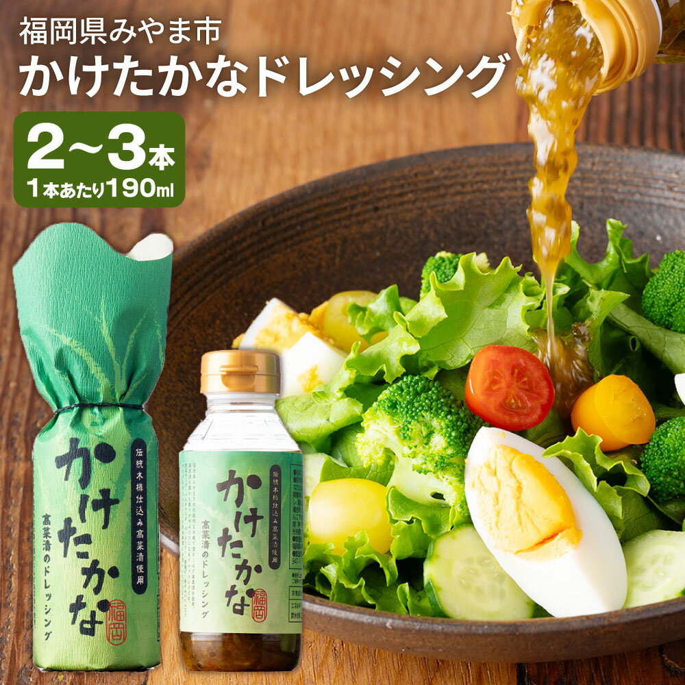 【ふるさと納税】＜選べる本数＞かけたかなドレッシング 1本190ml 2本セット / 3本セット 高菜漬け 三池高菜 ドレッシング 調味料 サラダ 豚肉 魚 豆腐 高菜パスタ 高菜チャーハン 福岡県産 国産 九州 福岡県 みやま市 送料無料 A332 A335