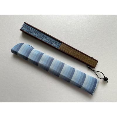 ふるさと納税 白山市 牛首紬　扇子セット(親彫木玉付):青 |  | 03