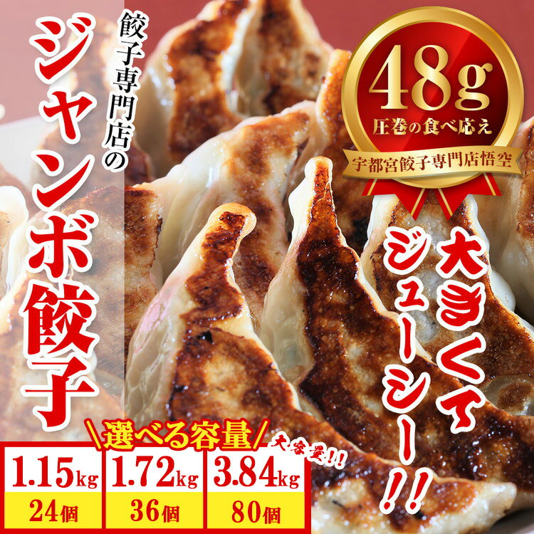 【ふるさと納税】【選べる内容量】餃子専門店 宇都宮 悟空 ジャンボ餃子 | 餃子 冷凍 ぎょうざ ギョーザ 名物 惣菜 国産野菜 国産豚肉 おかず 弁当 お取り寄せ グルメ 簡単調理 お手軽 冷凍食品 小分け ※離島への配送不可