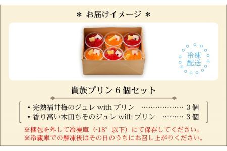 福井を味わう♪ 貴族プリン 6個セット[A-066002] プリン ジュレ デザート 濃厚 完熟 酸味 福井梅 紅映 べにさし 梅 紫蘇 木田ちそ