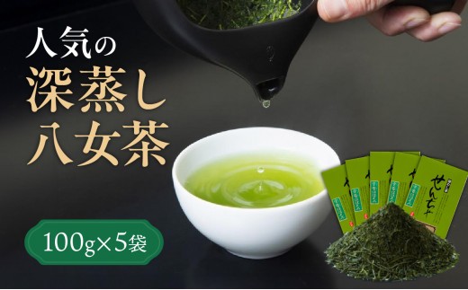 
            ＜八女茶＞産地直送  人気の深蒸し八女茶5本セット お茶 緑茶 新茶 煎茶 日本茶 八女茶 深蒸し茶 茶葉 家庭用 ご自宅用 牛島製茶
          
