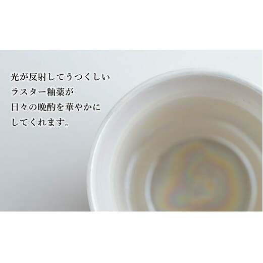 【お酒が進む！輝くカップ】有田焼 ビアカップ(木目) 白色 2個セット 女性にも人気 フリーカップ【喜鶴製陶】ビアカップ ビアグラス タンブラー カップ コップ 食器 ペアセット A18-98_イメー