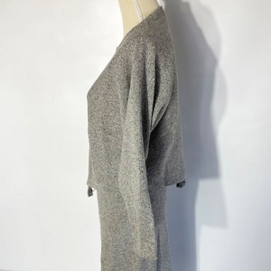 320 SILK DENIM MINI FRINGE GRAY