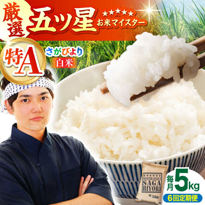 【ふるさと納税】【全6回定期便】さがびより 白米 5kg【大塚米穀店】 [HBL020] / 食品 米 白米 佐賀県 送料無料 定期 定期便