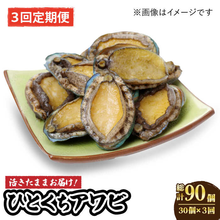 【ふるさと納税】【全3回定期便】【活きたままお届け！】 上五島産 養殖 ひとくち アワビ 厳選 30個【豊建設株式会社】 [RAE009]