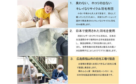羽毛布団 綺麗なリサイクルダウン 羽毛布団 シングル 掛け布団 肌掛け布団 羽毛 日本製 冬 毛布 保温 あったかい 抗菌 防臭 広島県福山市/株式会社ハシモト[BACV020]