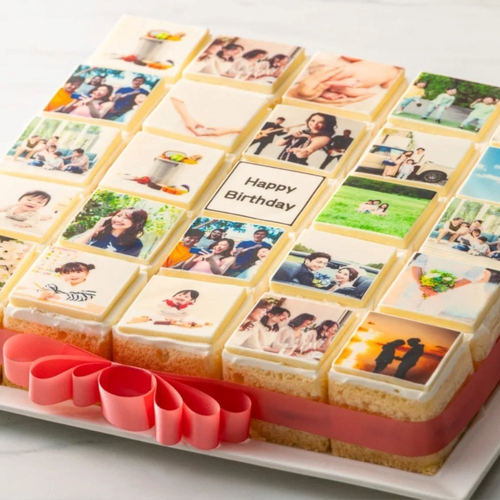 【スイーツ】洋菓子ナポレオン アルバムケーキ（25ピース）お気に入りの写真をホワイトチョコにプリント！オリジナルの美味しいケーキを。│ケーキ 誕生日 記念日 記念品 サプライズ 贈り物 贈答_イメージ