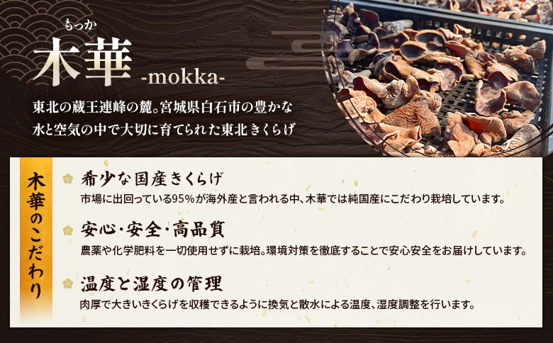 《国産》東北きくらげ【木華（もっか）】 乾燥（黒）20g(20g×1袋)【580010】 （黒）20g(20g×1袋)