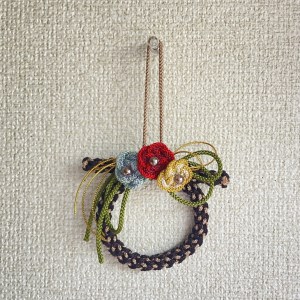 津久井紐で作る組紐リース／大人のブラウン | 工芸品 雑貨 組紐 オリジナル リース 相模原市 ※着日指定不可