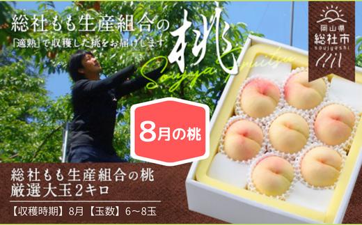 8月の桃（厳選大玉2kg）岡山県総社もも生産組合【2024年産先行予約】24-050-003