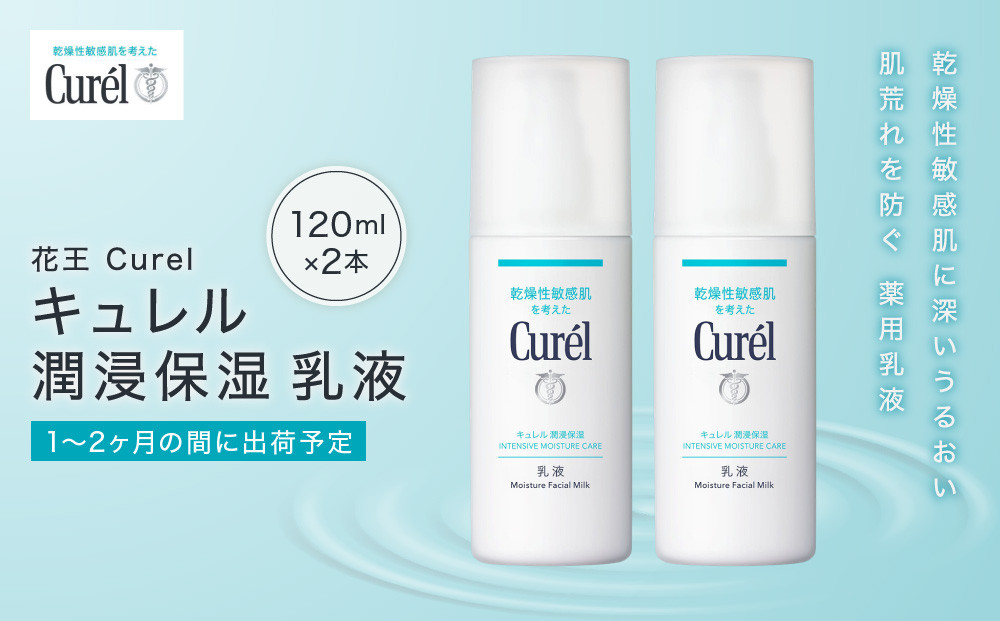 花王 Curel キュレル　潤浸保湿　乳液 2個セット　【美容　化粧品 コスメ 人気　スキンケア　乳液　乾燥 敏感肌 乾燥肌 セラミドケア 保湿　消炎剤 アルコールフリー　シュガースクワラン　無香料 無着色  弱酸性 肌荒れ 潤い うるおい　医薬部外品 120ml×2 神奈川県 小田原市 】 142069_EJ014
