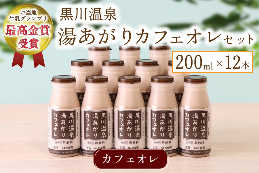 黒川温泉発 湯あがりカフェオレセット 200ml 12本 カフェオレ セット コーヒー牛乳 ジャージー牛乳 甘さ控えめ 乳製品 飲料 健康 腸活 免疫力アップ 乳酸菌 ご当地牛乳グランプリ 最高金賞 ご当地 ギフト 贈答用 山のいぶき 熊本 阿蘇 南小国町 送料無料