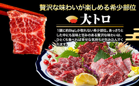 鮮馬刺し大トロ 約240g タレ付き 馬肉 冷凍 《60日以内に出荷予定(土日祝除く)》 新鮮 さばきたて 生食用 肉 熊本県葦北郡津奈木町 馬刺し 馬肉 希少部位