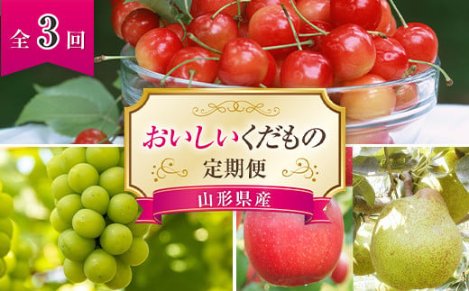 【令和7年産先行予約】 《定期便3回》 おいしいくだもの定期便 『最上屋』 旬 果物 フルーツ 定期便 食べ比べ さくらんぼ ぶどう 西洋梨 洋なし りんご 佐藤錦 シャインマスカット ラ・フランス ふじ 山形県 南陽市 [995-R7]