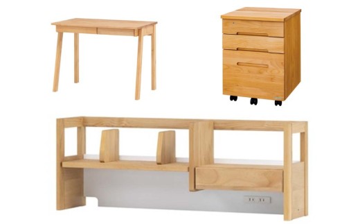 学習デスク3点セット(フィーロ 本体・上棚・3000ワゴン)