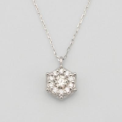 ふるさと納税 昭和町 PT900/PT850 0.16ct H&amp;Cダイヤモンド ペンダントネックレス HH-019755