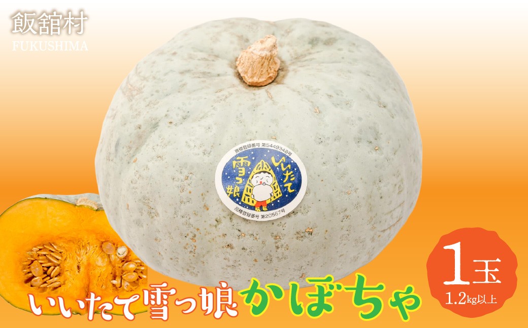 
                  【数量限定・11月頃お届け】飯舘村名物 「いいたて雪っ娘」かぼちゃ（1玉1.2kg以上）【 ふるさと納税 人気 おすすめ ランキング かぼちゃ 南瓜 カボチャ いいたて雪っ娘 名物 特産 希少 までい 復興 福島 飯舘村 】ITTAB007
                