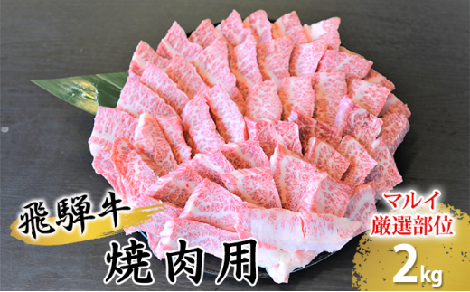 
[№5331-0064]飛騨牛焼肉用（A4～A5等級）マルイ厳選部位約2kg（約500g×4）
