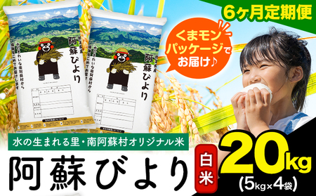 【6ヶ月定期便】阿蘇びより 白米 20kg (5kg×4袋)《お申込み月の翌月から出荷開始》 ｜国産米 人気米 熊本県産米 お米 生活応援米