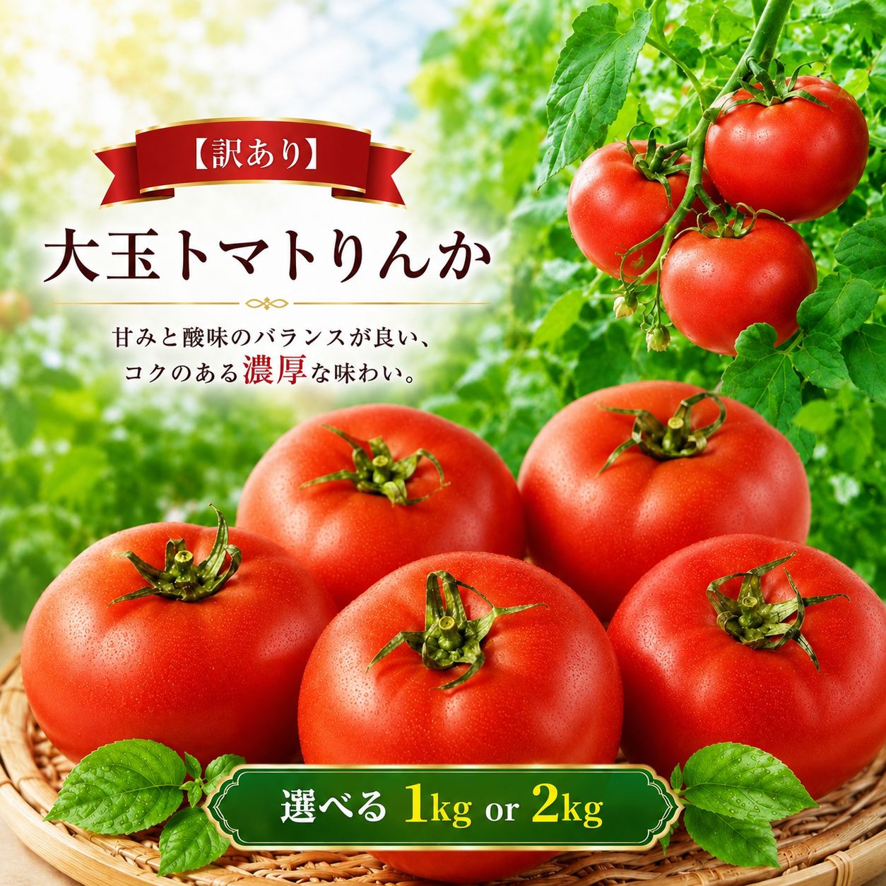 【ふるさと納税】【訳あり】【R8年12月上旬順次発送】大玉トマトりんか 【選べる内容量】1kg or 2kg | 大玉 トマト りんか 野菜 家庭用 訳ありトマビレファーム 岐阜 北方町