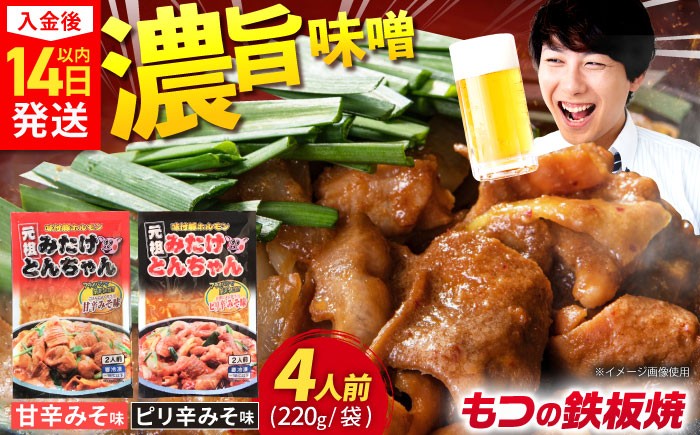 
                  ホルモン とんちゃん 岐阜県産豚もつの鉄板焼き「元祖みたけとんちゃん」甘辛＆ピリ辛 各1袋（4人前）ホルモン モツ とんちゃん 白もつ 味付け 焼肉 BBQ おつまみ おかず 焼肉 BBQ 人気 ホルモン ホルモン焼き ホルモン肉 味付きホルモン 味付けホルモン 味付き肉 ほるもん 焼肉用ホルモン / 岐阜県御嵩町 藤よし [AVAA001]
                