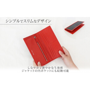 hide k 1896 ソフトカーボン ロングウォレット 長財布【レッド】long wallet black 横19cm×縦9cm×マチ1.5cm メンズ財布 サイフ 札入れ カード コインケース 本
