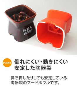美濃焼　陶器製ペット用フードボウル 名入れ 早食い防止 name＆number 高台傾斜【1483543】