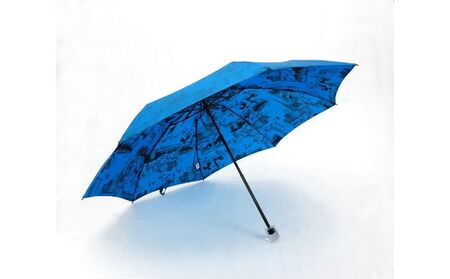 晴雨兼用折傘モンプリュイ・東京 小物 雑貨 婦人用 雨傘 日傘 レディース 雨具 梅雨 レイングッズ 玉留一体型 雨の日 晴れの日 UV加工  ブルー