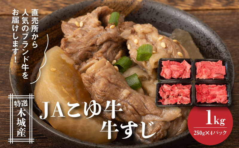 JAこゆ牛 特選木城産 すじ250ｇ×4 　K56_0013