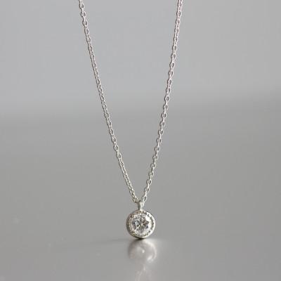 ふるさと納税 大津市 プラチナ900【0.2ct ラボダイヤモンドネックレス】ミルグレイン 未来の輝き 一粒ペンダント |  | 03