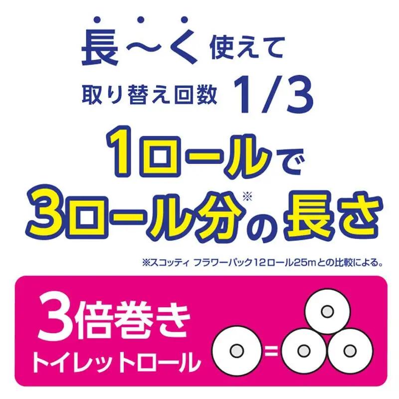 《4ヶ月ごとに3回お届け》スコッティ トイレットペーパー ダブル 3倍長持ち 香り付 4ロール×4パック＆ティッシュペーパー ファン 150組 5箱×2パック 秋田市オリジナル 最短翌日発送