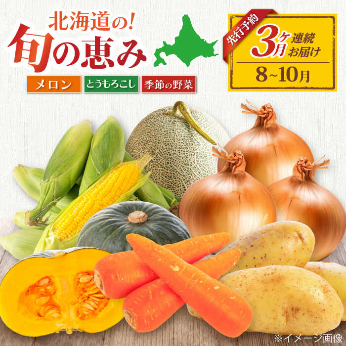 【ふるさと納税】先行予約 数量限定 北海道産 定期 旬の恵み 3品目 ▼全3回 定期便 《喜茂別町》【ニセコビュープラザ直売会協同組合】 メロン とうもろこし トウモロコシ コーン じゃがいも かぼちゃ 夏野菜 秋野菜 季節の野菜 先行予約 北海道 [AJAH003] 38000 38000円