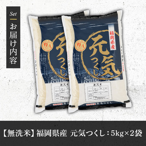 《無洗米》福岡県産ブランド米「元気つくし」(計10kg・5kg×2袋) 無洗米 米 お米 おこめ ごはん げんきつくし ご飯 常温 福岡県産 ブランド米 常温 常温保存 おにぎり おむすび お弁当 ラ