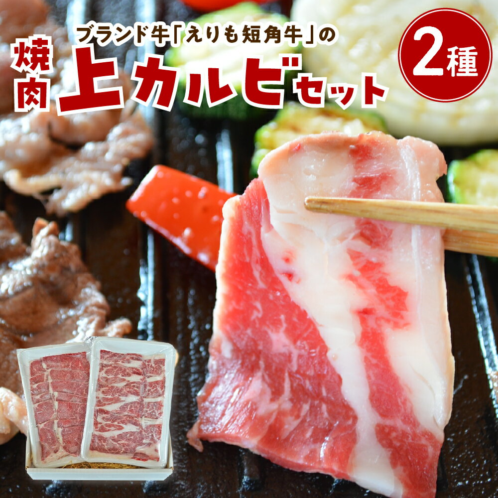 【ふるさと納税】 牛肉 焼肉 上カルビ セット 各 200g / 赤身肉 ヘルシー 放牧 ヘルシーウデ 2種盛 焼き肉 焼肉セット 上カルビセット カルビ 食べ比べ 赤身 希少 短角牛 ブランド牛 お肉 肉 国産牛 BBQ バーベキュー 冷凍 農家直送 国産 北海道産 北海道 えりも町