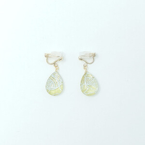 IKAZAKI WASHI JEWERLY しずくイヤリング「グリーン」鞠柄／アクセサリー イヤリング ジュエリー 和紙 伝統工芸 内子町【株式会社五十崎社中】 [BKCN003]
