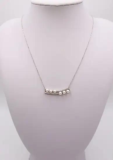 2064 Pt　あこやベビーパール3.5～4.0㎜　ダイヤモンド0.14ct　スライドタイプネックレス