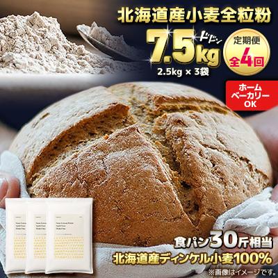 ふるさと納税 室蘭市 【毎月定期便】北海道産 スペルト小麦全粒粉 ディンケルスター 7.5kg全4回