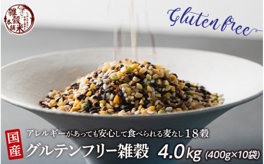 
                  雑穀米本舗 国産 グルテンフリー雑穀 4kg(400g×10袋) 【最短翌営業日発送】麦不使用で美味しく健康的にワンランク上の食卓を演出してくれるような今までなかった日本産無添加・無着色
                