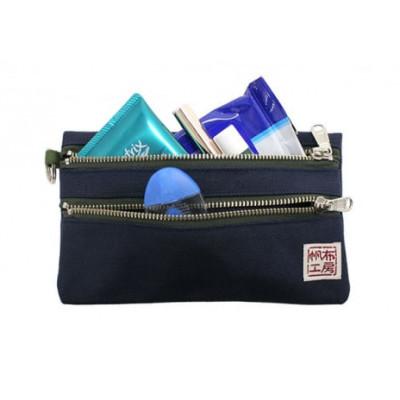 ふるさと納税 加東市 帆布工房　横長二段ファスナー付きポーチ(ダークレッド)　約12×20cm |  | 02