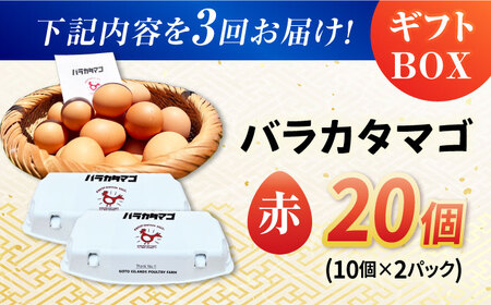 【3回定期便】【ギフトBOX】バラカタマゴ 20個入 M-Lサイズ 卵 玉子 国産 五島市 / 五島列島大石養鶏場[PFQ054]  玉子 タマゴ 鶏卵 希少 五島列島