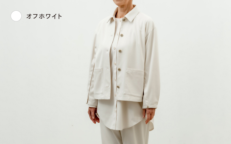 シャツジャケット 3色 2サイズ展開　オフホワイト（M-L）