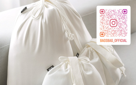 BAGSBAG 2 BAGS Lサイズ WH 〈 とてもシンプルで自由な使い方ができる巾着〉