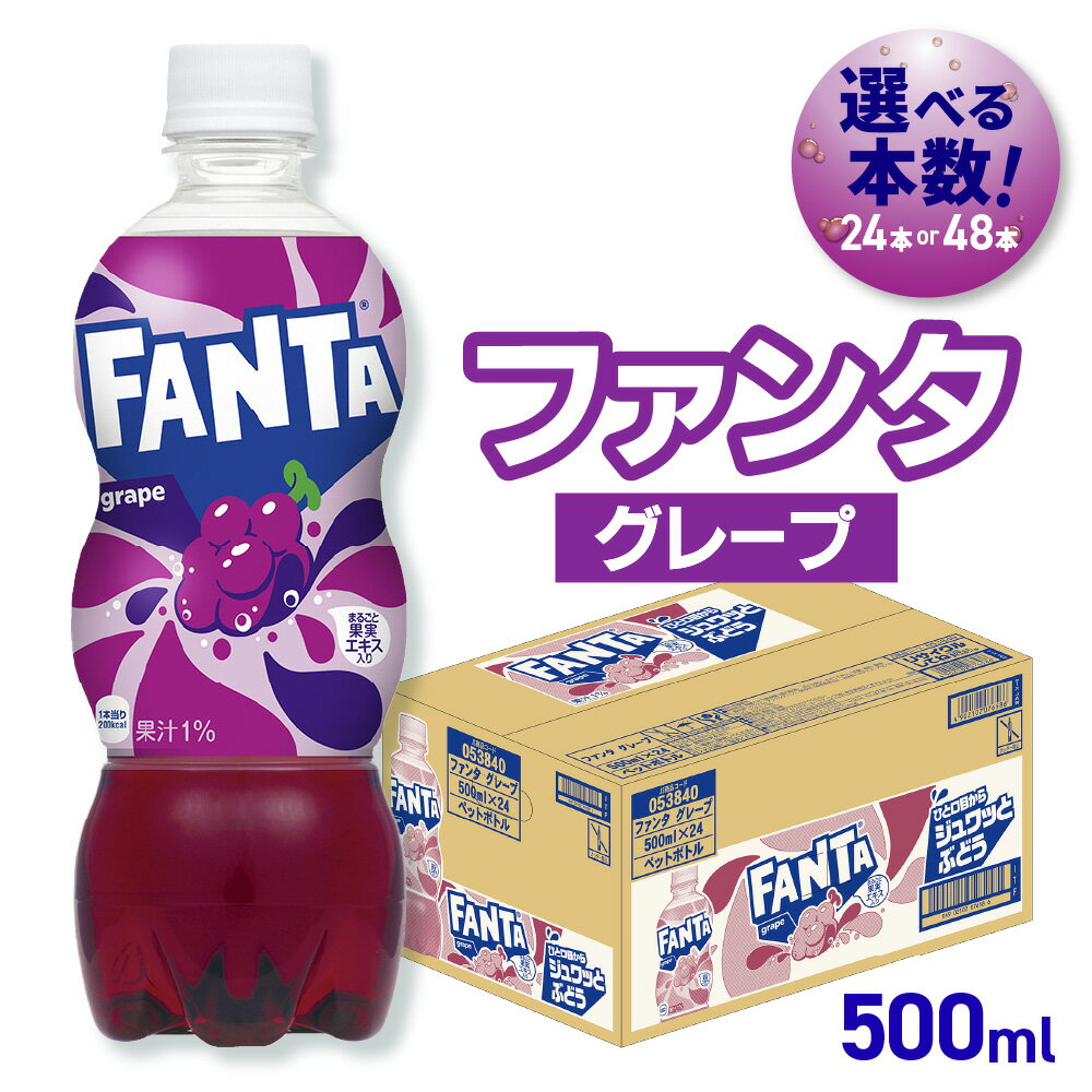 【ふるさと納税】 ファンタ グレープ 【 選べる 本数 】 500ml 24本 48本 炭酸飲料 フルーティー 炭酸 果実エキス グレープフレーバー ペットボトル 飲料 ソフトドリンク 北海道 札幌市